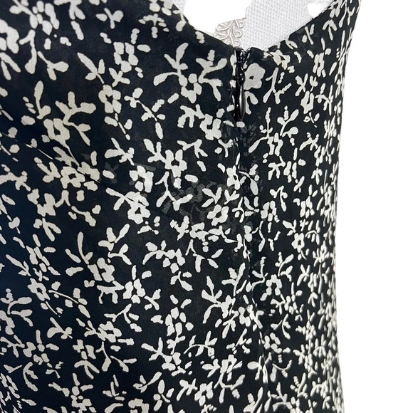 Aqua Black and White Floral Dress Size XS Asymmetrical Hem Spaghetti Straps - Picture 6 of 11